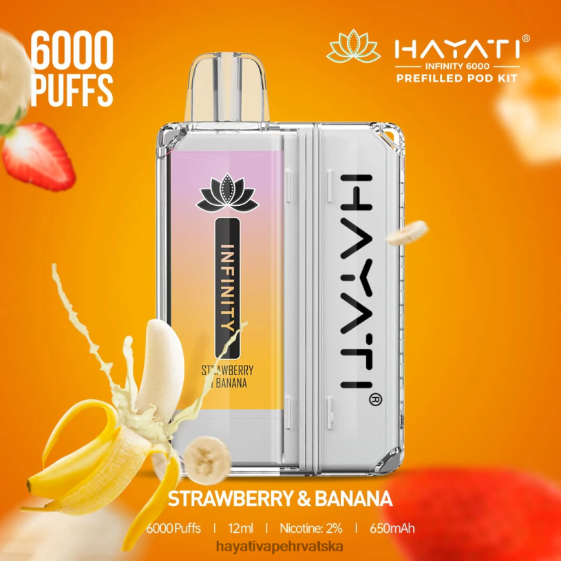 Hayati Flavour Vapes - Hayati Infinity 6000 kompleta mahuna 0D4PD159 jagoda & banana