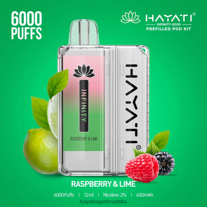 Hayati Flavours Hrvatska - Hayati Infinity 6000 kompleta mahuna 0D4PD157 malina & limeta