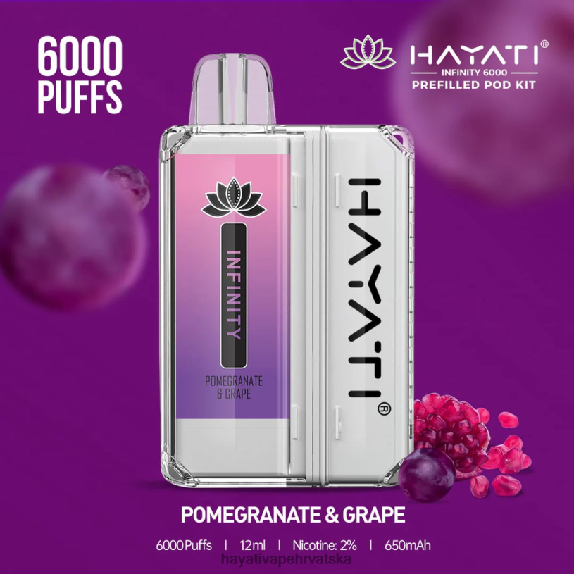Hayati Vape Review - Hayati Infinity 6000 kompleta mahuna 0D4PD156 šipak & grožđe