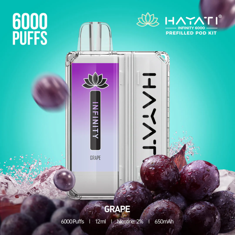 Hayati Vapes Wholesale - Hayati Infinity 6000 kompleta mahuna 0D4PD150 grožđe