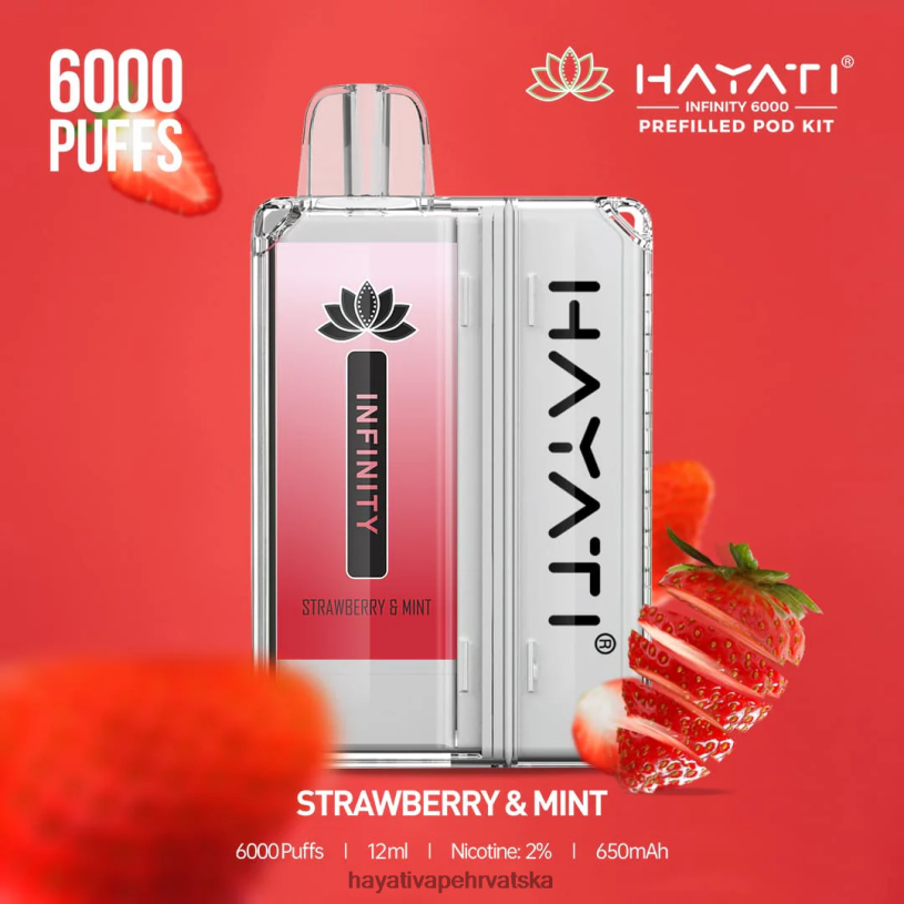 Hayati Vapes Wholesale - Hayati Infinity 6000 kompleta mahuna 0D4PD160 jagoda & menta
