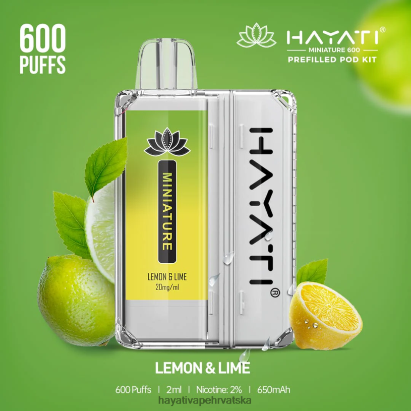 Hayati Flavour Vapes - Hayati Miniature 600 kompleta mahuna 0D4PD39 limun & limeta