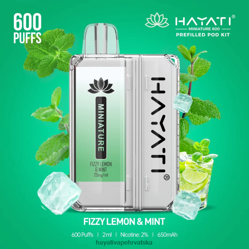Hayati Vape Hrvatska - Hayati Miniature 600 kompleta mahuna 0D4PD33 gazirani limun i menta
