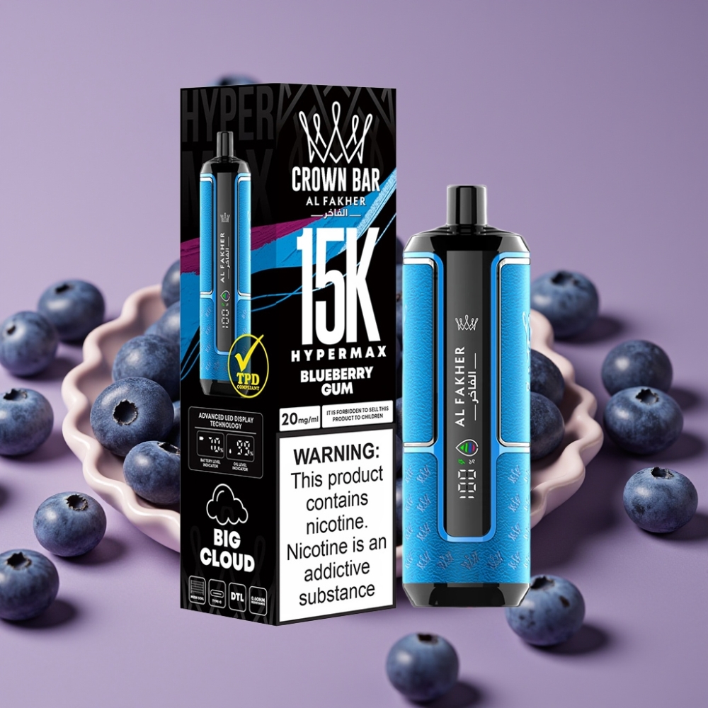 Al Fakher Crown Bar 15K Hypermax DTL 22ml/600mAh/15K puševa/6mg/ml Plavi gummi