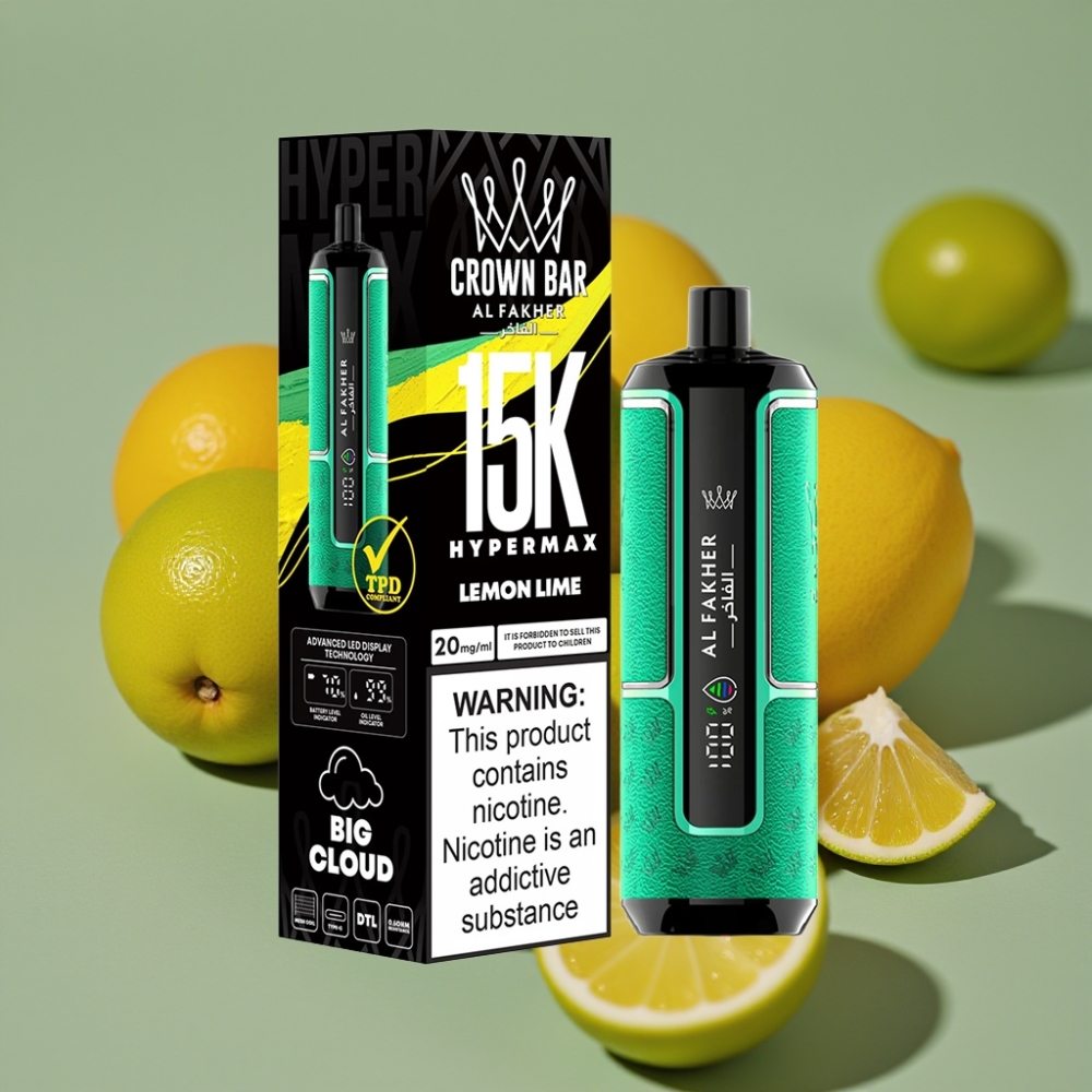 Al Fakher Crown Bar 15K Hypermax Jednokratna Vape Kit Limeta Limun, 22ml, 15K pufova