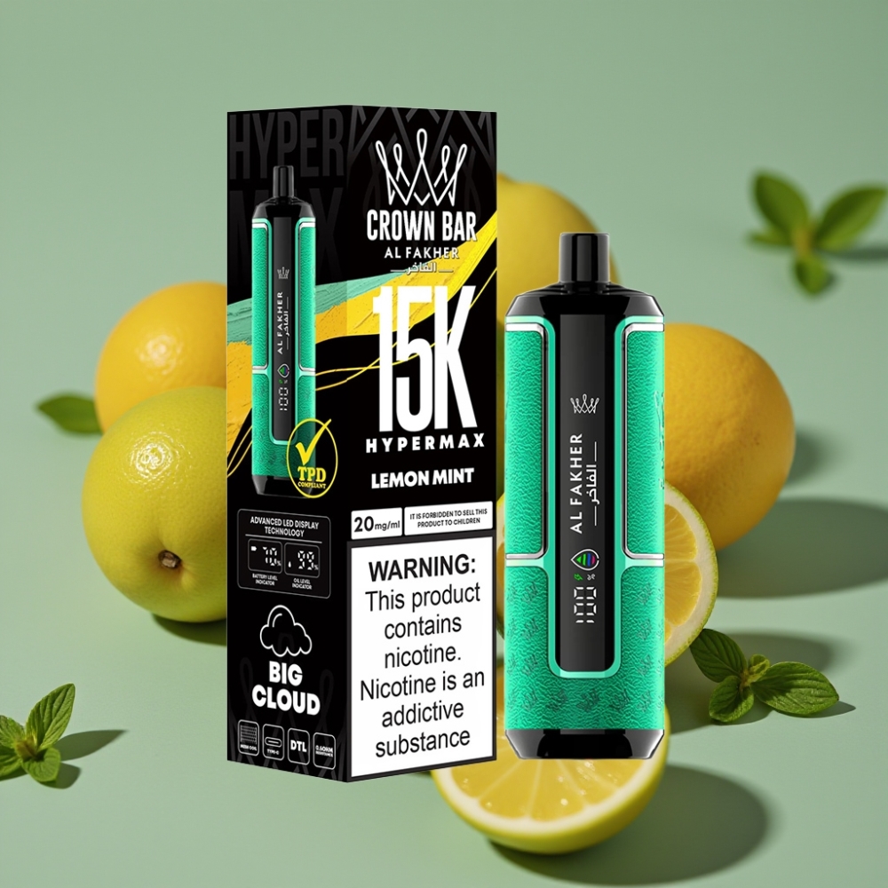 Al Fakher Crown Bar 15K Hypermax Jednokratna Vape Kit Limeta Menthol 22ml/600mAh/15K pufova