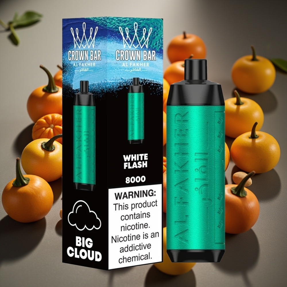 Al Fakher Crown Bar 8000 Crystal Jednokratna Vape Bijeli Bljesak, 18ml, 5mg, 8000 puffova