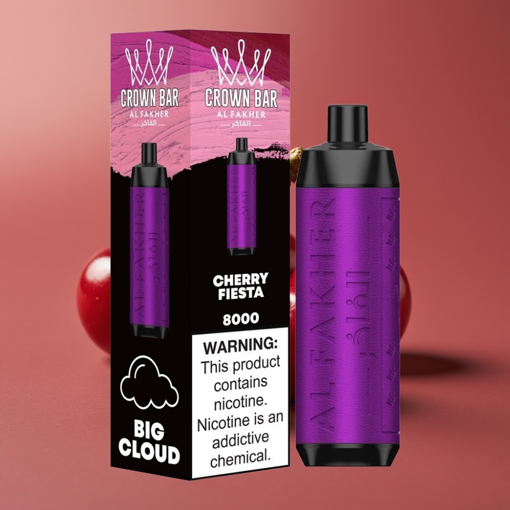 Al Fakher Crown Bar 8000 Crystal Jednokratna Vape Cherry Fiesta 18ml 5mg 8000 puffs