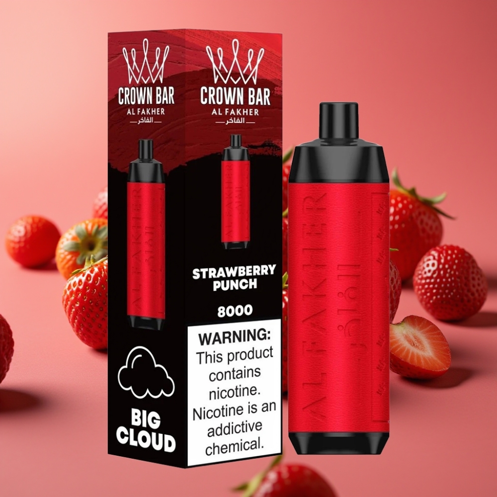 Al Fakher Crown Bar 8000 Crystal Jednokratna Vape Jagodni Punch, 18ml, 5mg, 8000 puffova
