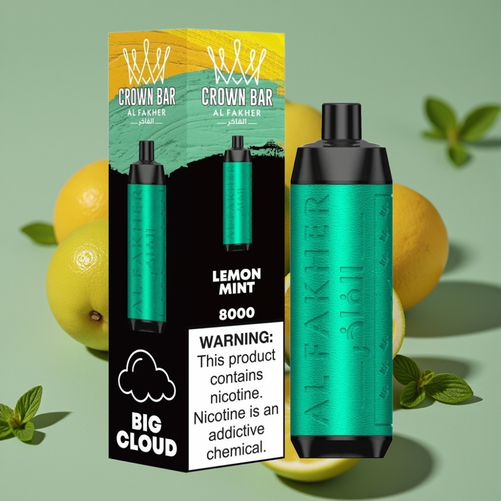Al Fakher Crown Bar 8000 Crystal Jednokratna Vape Limeta-Menta, 18ml, 8000 pufova, 5mg nikotina