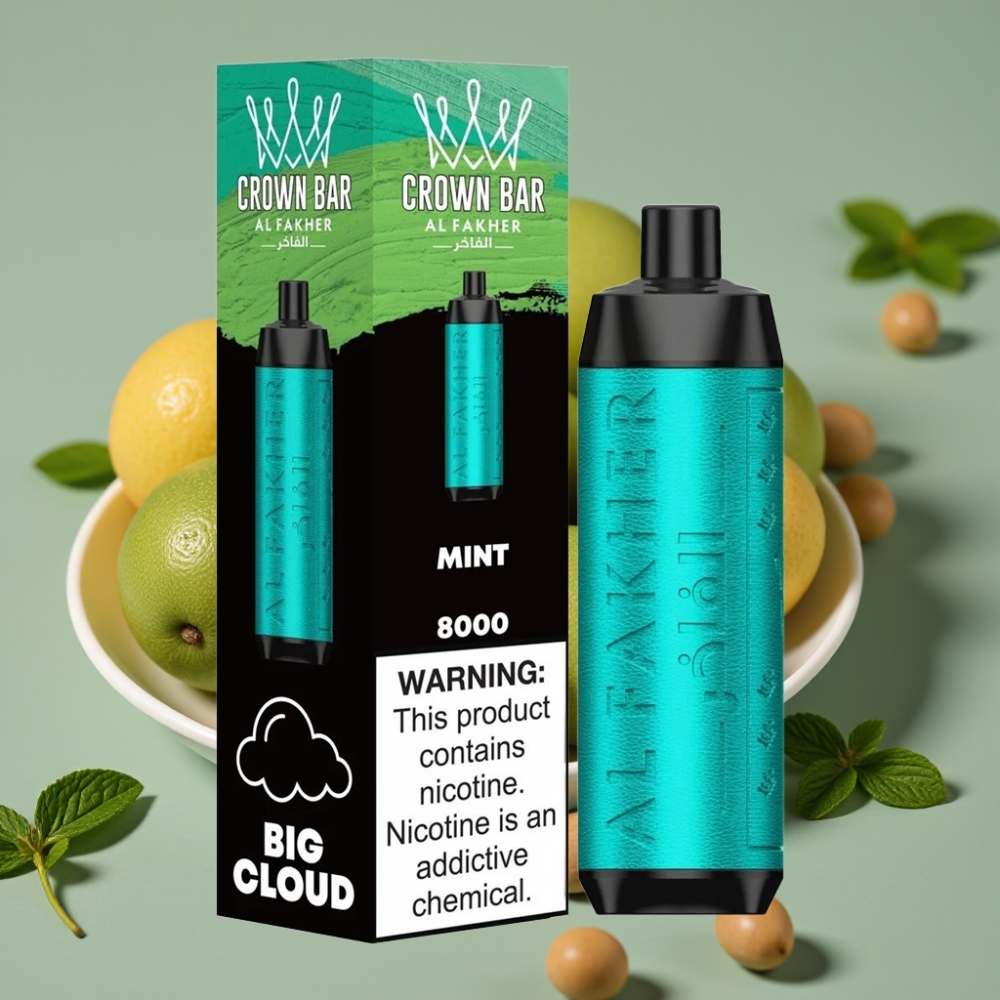 Al Fakher Crown Bar 8000 Crystal Jednokratna Vape Mentha – 600mAh, 18ml, 5mg, 8000 Puffova