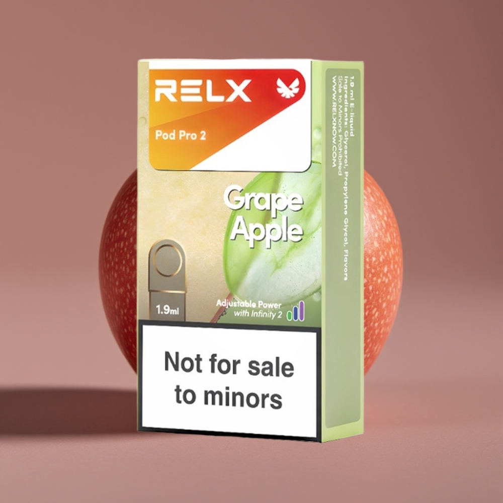 RELX Pod Pro 2 0% nikotina, Grožđe Jabuka, 600 puševa, 1.9ml, 3 napona