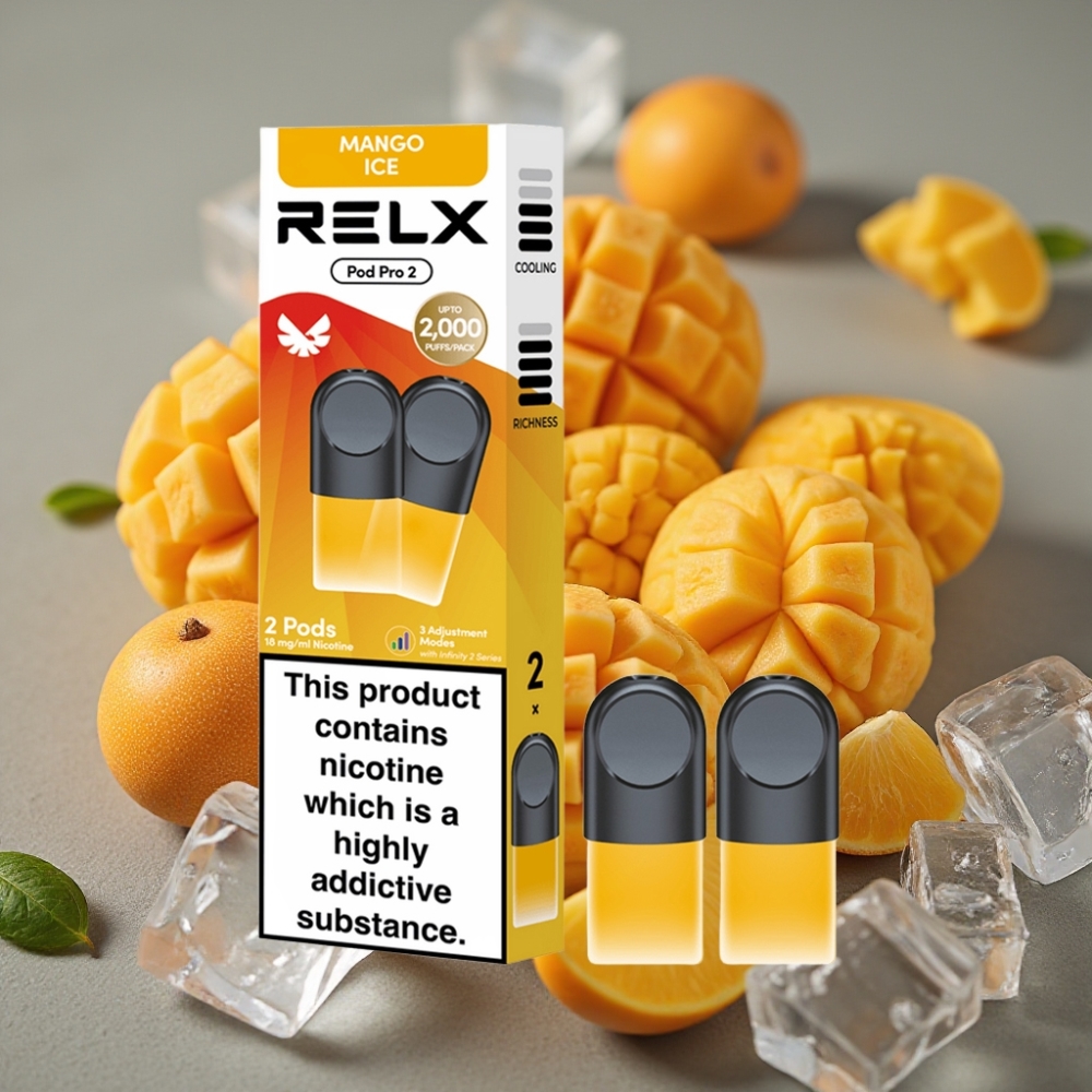 RELX Pod Pro 2 Mango Ice 1,8% nikotina, 600 puševa, 1,9ml, 3 načina napajanja