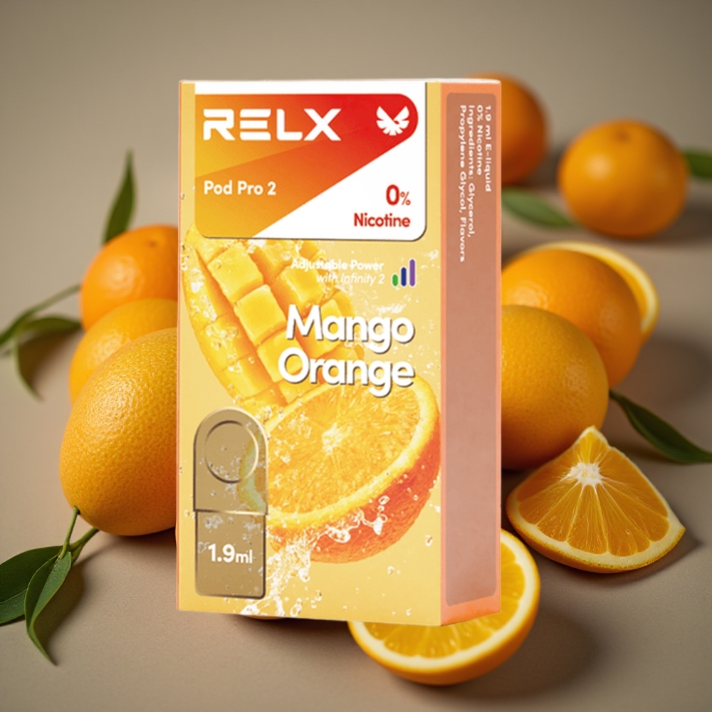RELX Pod Pro 2 Mango Naranča 0% nikotina, 600 ponuda, 1.9ml, 3 načina rada