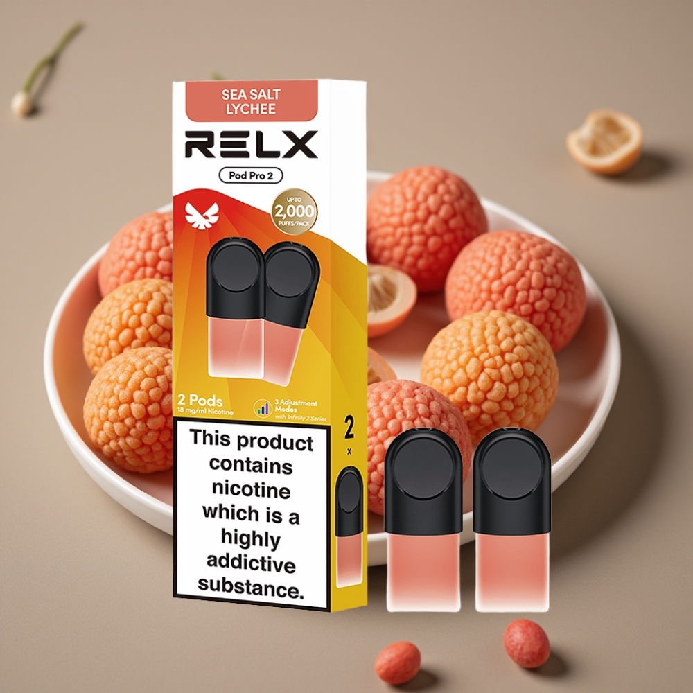 RELX Pod Pro 2 – Morska sol liči, 1,8% nikotina, 600 puševa, 1,9ml