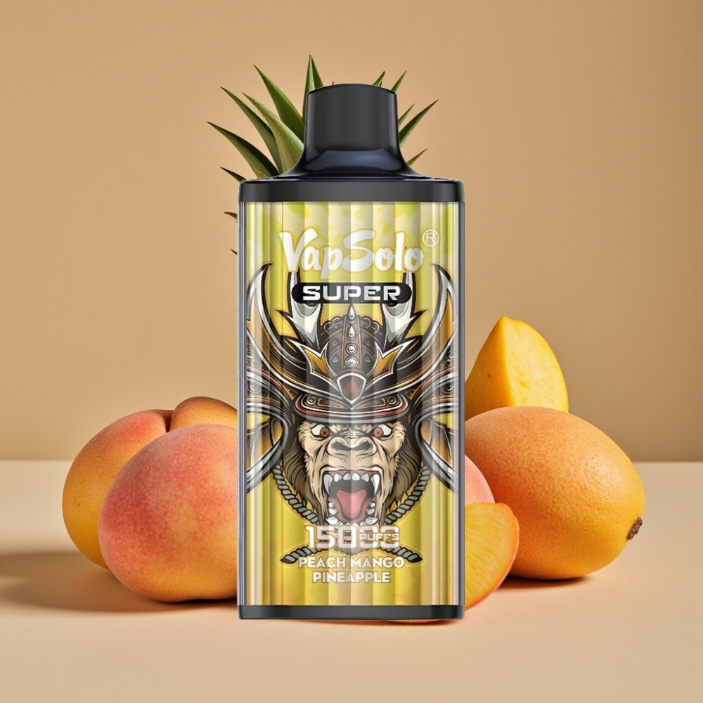 Vapsolo Super 15000 Puffs Brisalna e-cigareta Peach Mango Ananas 40ml 850mAh Type-C