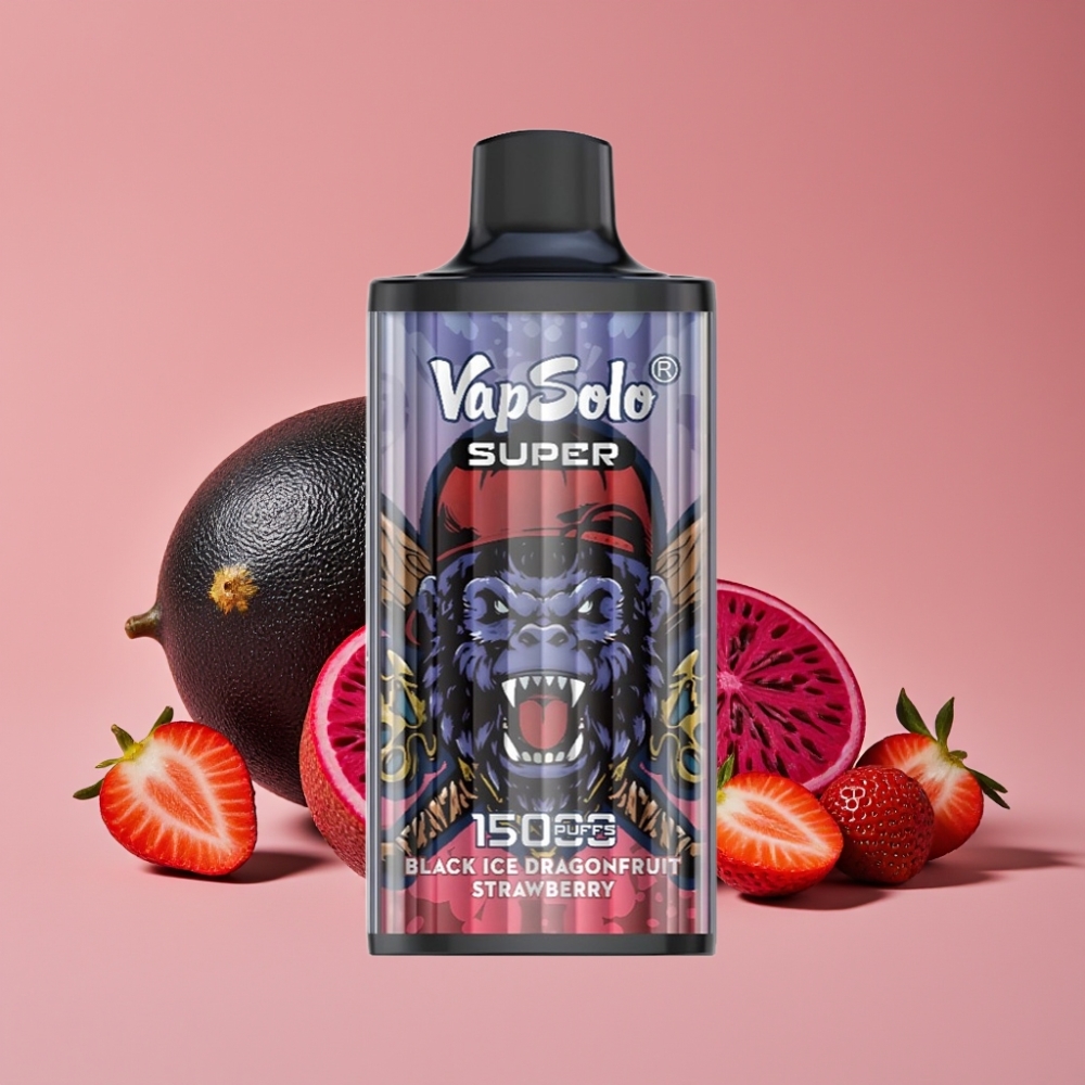 Vapsolo Super 15000 Puffs Crni led zmajevo voće jagoda 40ml 850mAh Type-C