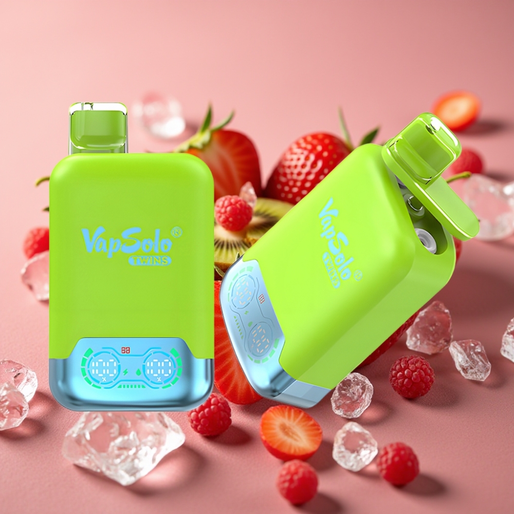 Vapsolo Twins 20000 Puffs Jagoda Kivi & Jagoda Malina Trešnja Led, 40ml, 20mg/ml/50mg/ml, Type-C
