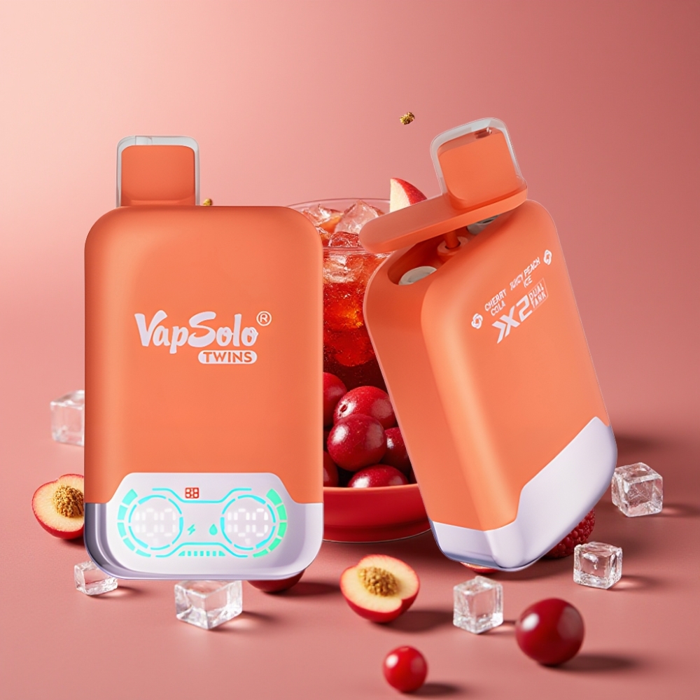 Vapsolo Twins 20000 Puffs Trešnja Cola & Sočni Breskva Led 40ml, 20mg/ml, Type-C