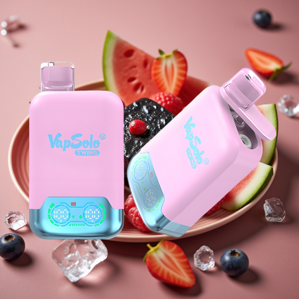 Vapsolo Twins Crna ledena zmija voće jagoda & malina lubenica 20000 Puffs, 40 ml, Type-C