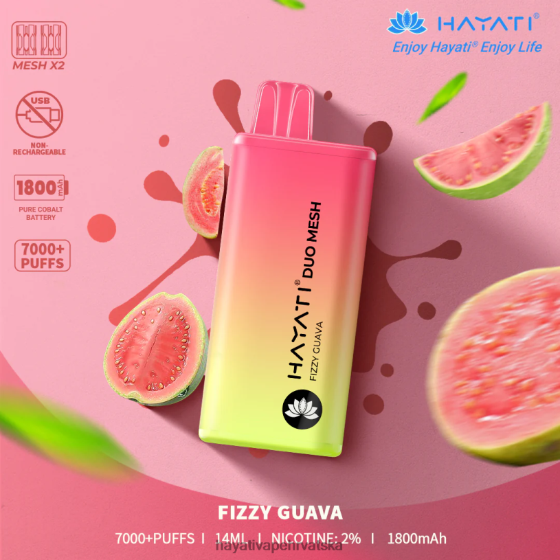 Hayati Flavour Vapes - Hayati Duo Mesh za jednokratnu upotrebu 0D4PD169 gazirana guava