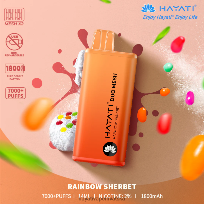 Hayati Flavours Hrvatska - Hayati Duo Mesh za jednokratnu upotrebu 0D4PD177 dugin šerbet