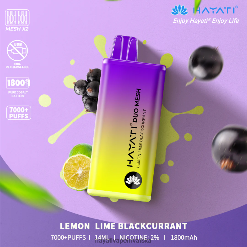 Hayati Flavours Hrvatska - Hayati Duo Mesh za jednokratnu upotrebu 0D4PD187 limun limeta crni ribiz
