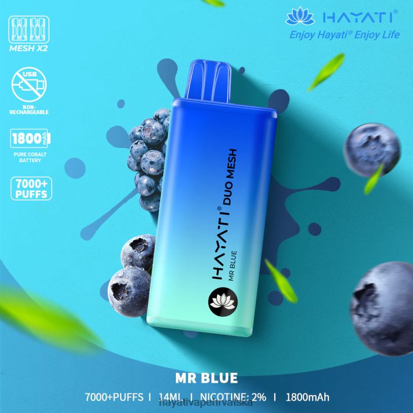 Hayati Vape Flavours - Hayati Duo Mesh za jednokratnu upotrebu 0D4PD174 mr plavi