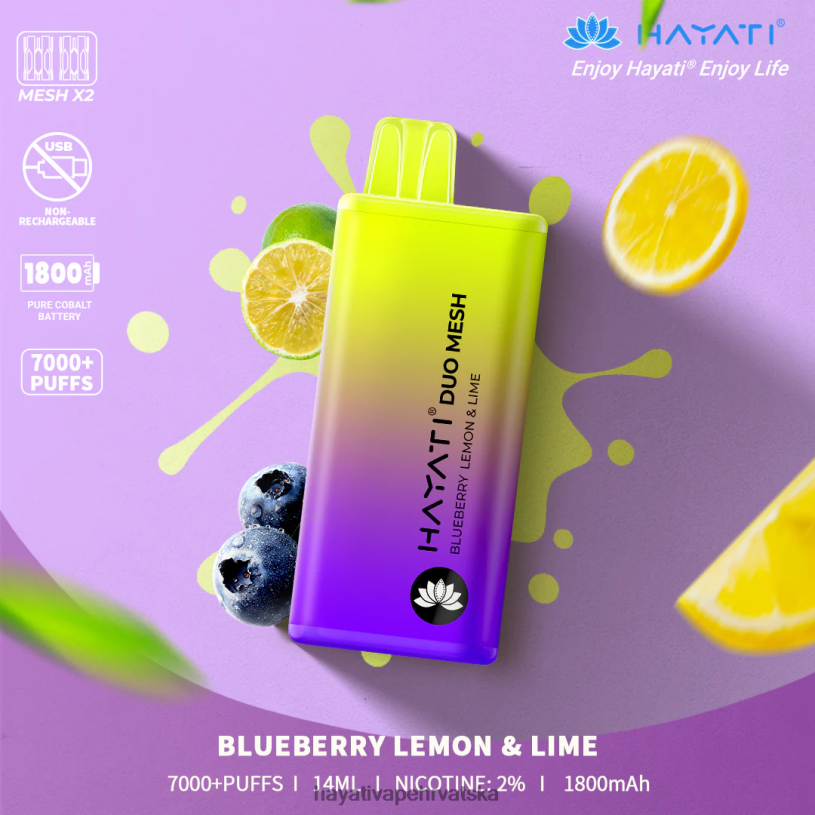Hayati Vape Near Me - Hayati Duo Mesh za jednokratnu upotrebu 0D4PD165 borovnica limun & limeta