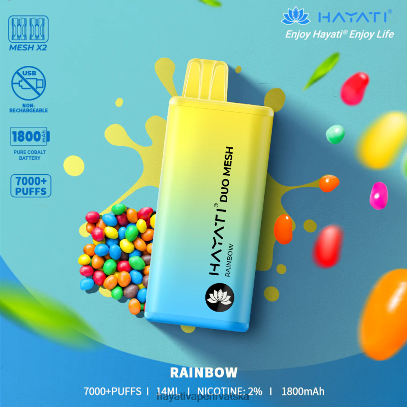 Hayati Vape Review - Hayati Duo Mesh za jednokratnu upotrebu 0D4PD176 duga