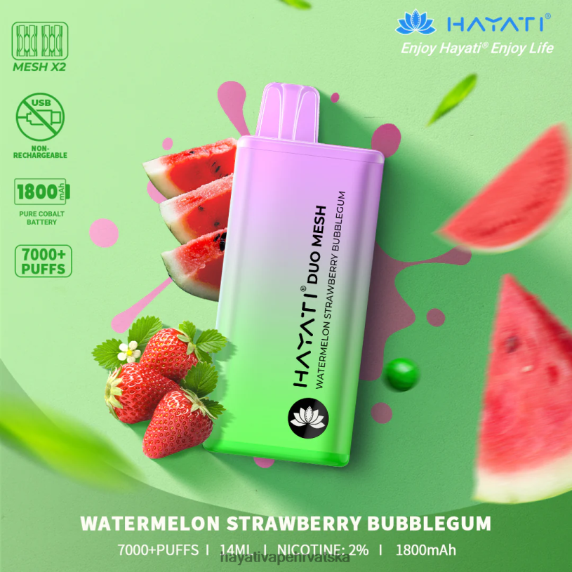 Hayati Zagreb - Hayati Duo Mesh za jednokratnu upotrebu 0D4PD192 lubenica jagoda bubblegum