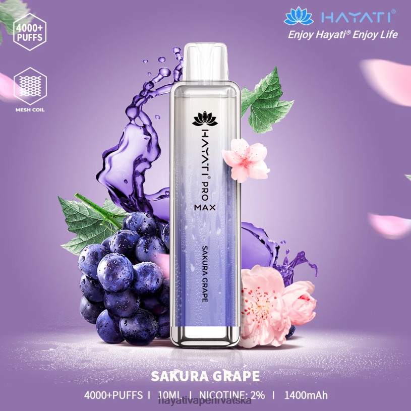 Hayati Flavour Vapes - Hayati Pro Max za jednokratnu upotrebu 0D4PD119 sakura grožđe