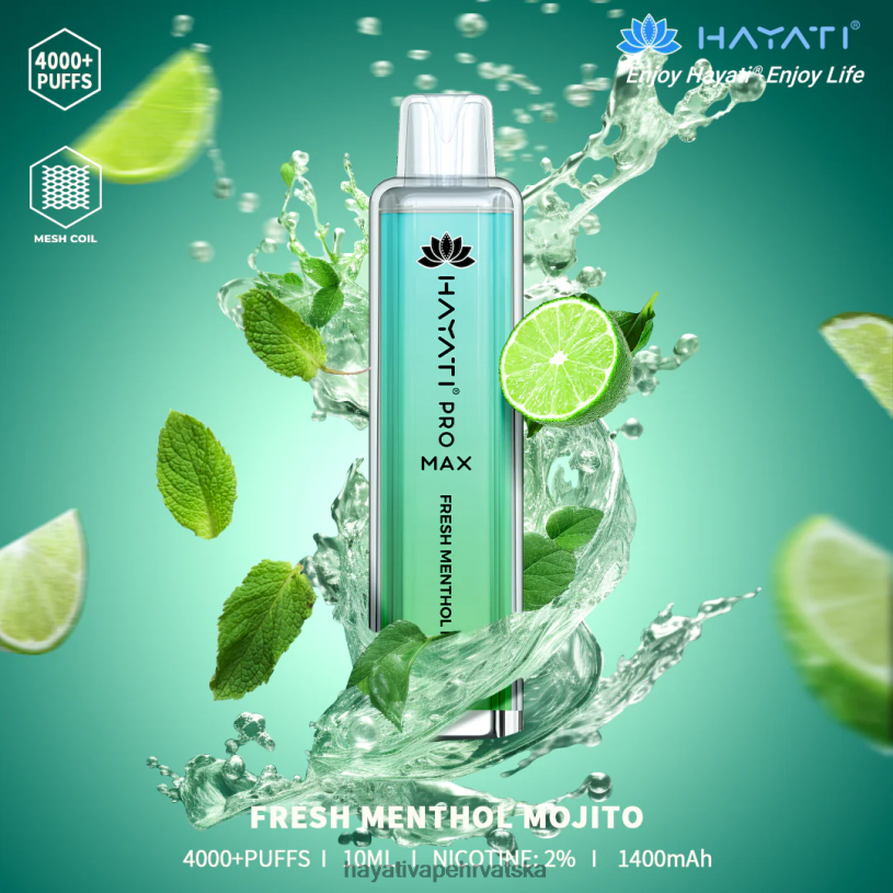 Hayati Vape Hrvatska - Hayati Pro Max za jednokratnu upotrebu 0D4PD133 svježi mentol mojito