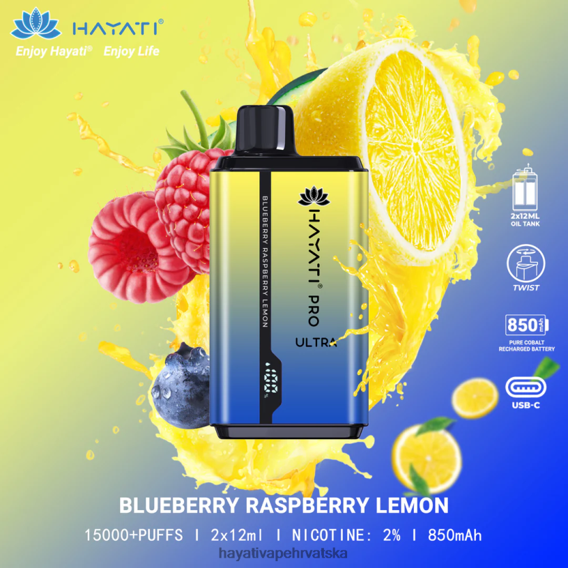 Hayati Flavours Hrvatska - Hayati Pro Ultra jednokratno 15000 udisaja 0D4PD197 borovnica malina limun