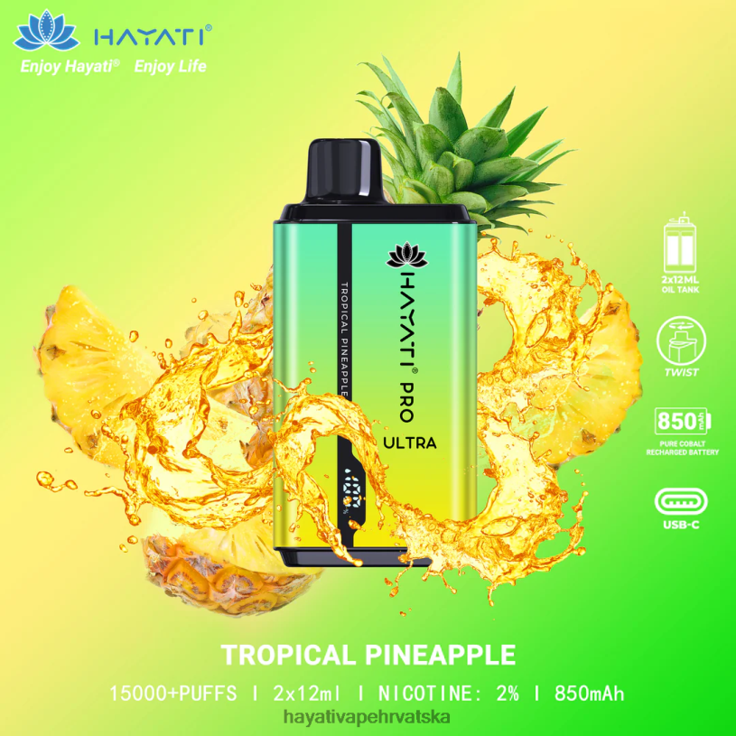 Hayati Vape Hrvatska - Hayati Pro Ultra jednokratno 15000 udisaja 0D4PD213 tropski ananas