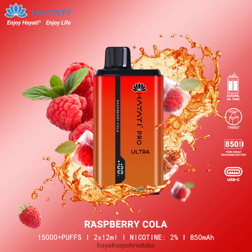 Hayati Vapes Wholesale - Hayati Pro Ultra jednokratno 15000 udisaja 0D4PD210 kola od malina