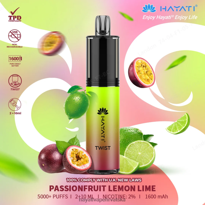 Hayati Flavour List - Hayati Twist za jednokratnu upotrebu 0D4PD78 passionfruit limun limeta