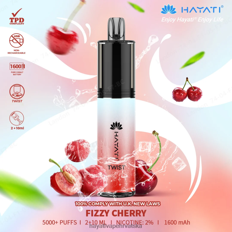 Hayati Flavour Vapes - Hayati Twist za jednokratnu upotrebu 0D4PD69 gazirana višnja