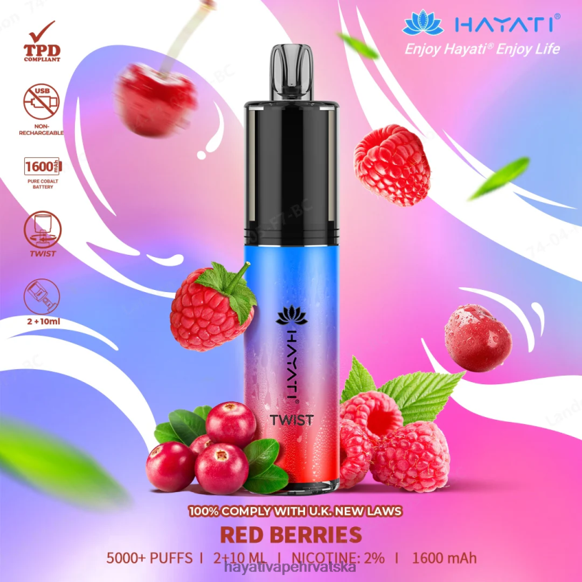 Hayati Flavour Vapes - Hayati Twist za jednokratnu upotrebu 0D4PD79 crvene bobice