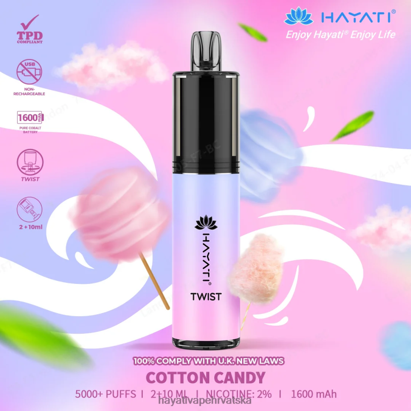Hayati Flavours Hrvatska - Hayati Twist za jednokratnu upotrebu 0D4PD67 šećerna vuna