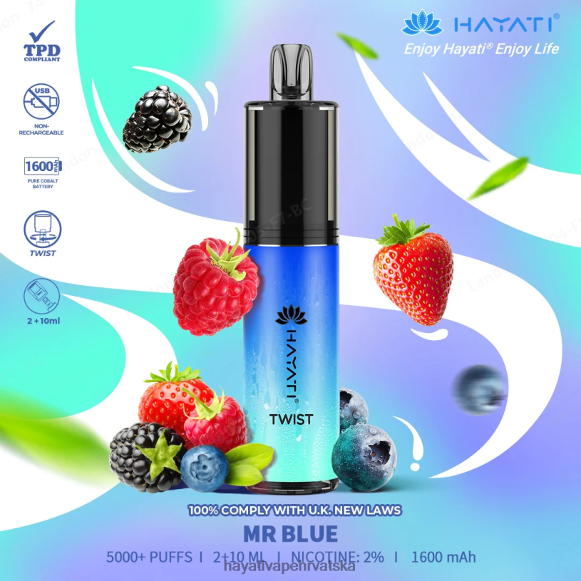 Hayati Flavours Hrvatska - Hayati Twist za jednokratnu upotrebu 0D4PD77 mr plavi
