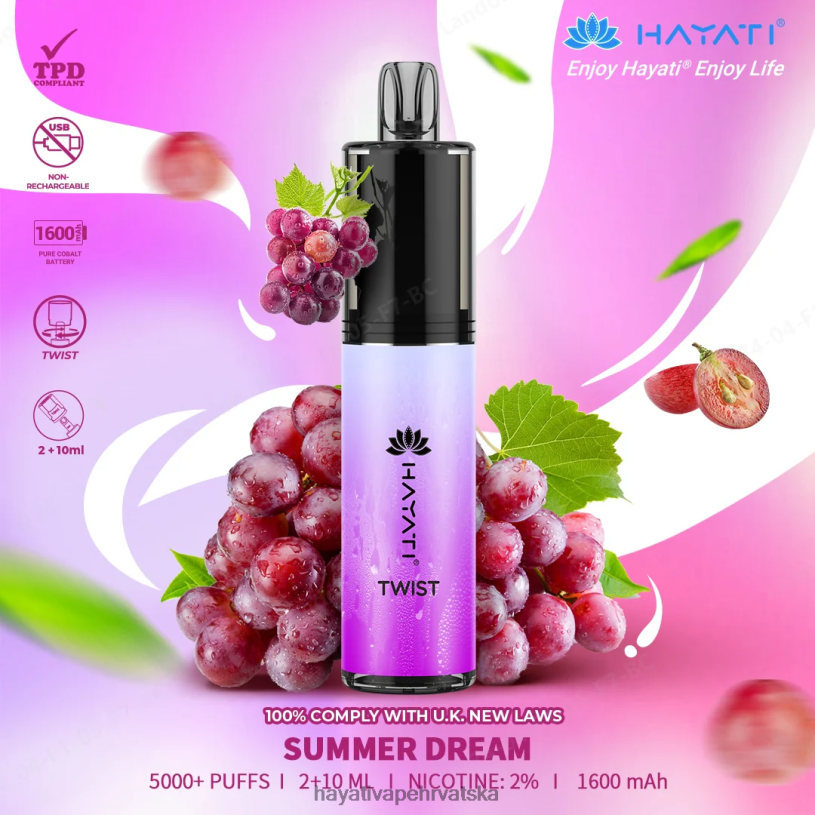 Hayati Flavours Hrvatska - Hayati Twist za jednokratnu upotrebu 0D4PD87 ljetni san