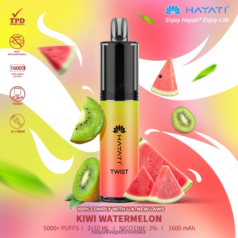 Hayati Vape Flavours - Hayati Twist za jednokratnu upotrebu 0D4PD74 kivi lubenica