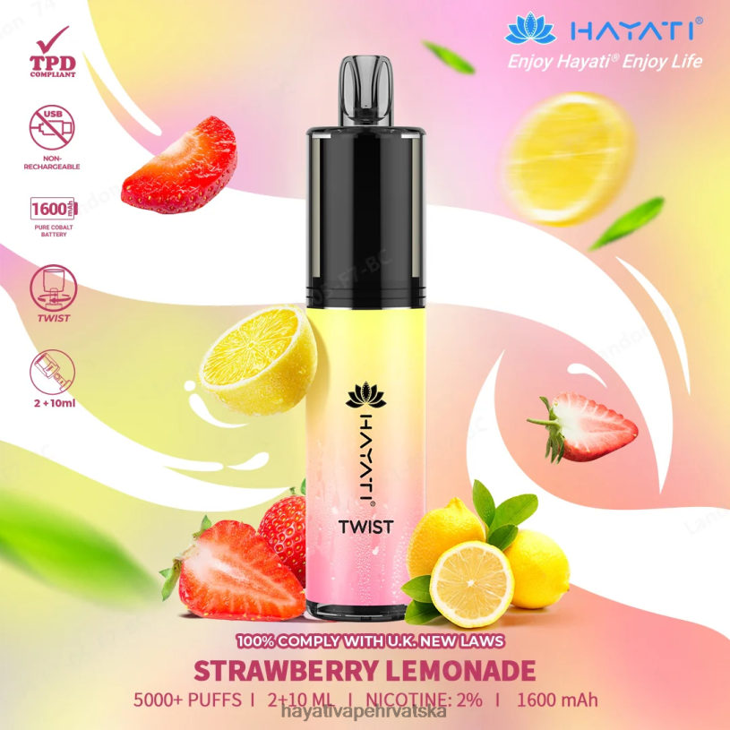 Hayati Vape Flavours - Hayati Twist za jednokratnu upotrebu 0D4PD84 limunada od jagoda