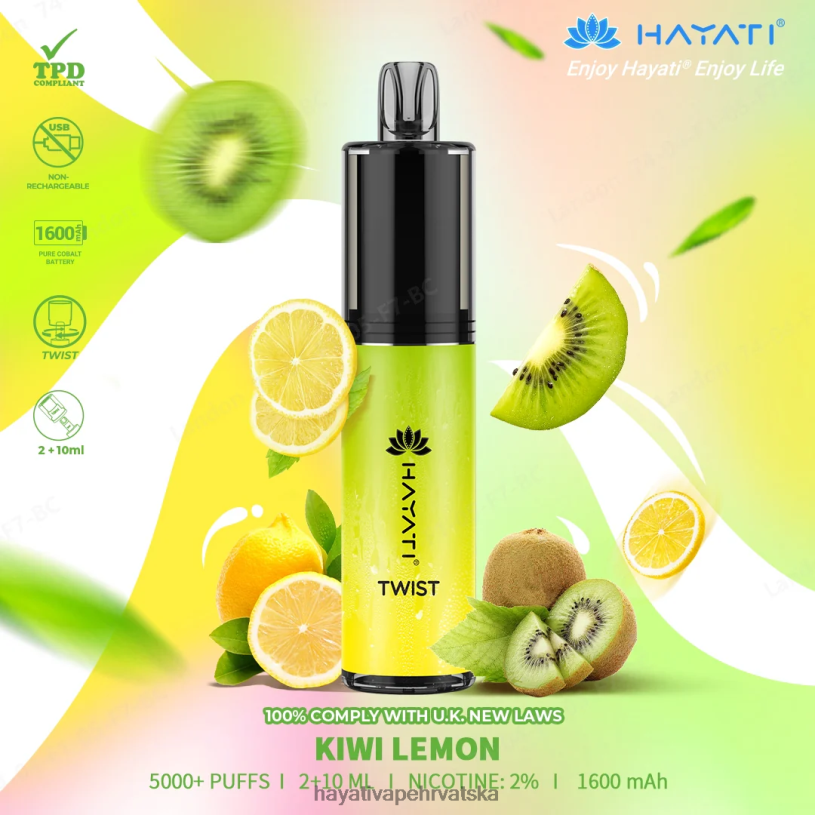 Hayati Vape Hrvatska - Hayati Twist za jednokratnu upotrebu 0D4PD73 kivi limun