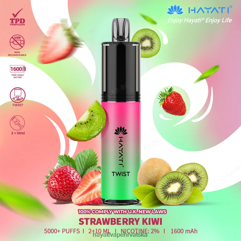 Hayati Vape Hrvatska - Hayati Twist za jednokratnu upotrebu 0D4PD83 jagoda kivi