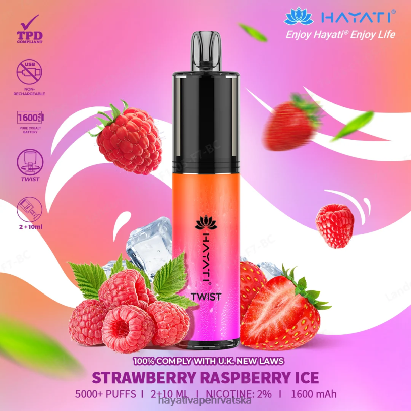 Hayati Vape Near Me - Hayati Twist za jednokratnu upotrebu 0D4PD85 jagoda malina led