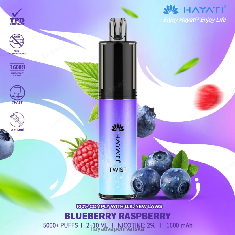 Hayati Vape Review - Hayati Twist za jednokratnu upotrebu 0D4PD66 borovnica malina