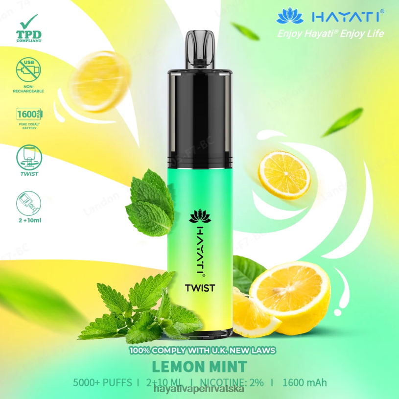 Hayati Vape Review - Hayati Twist za jednokratnu upotrebu 0D4PD76 limunska metvica