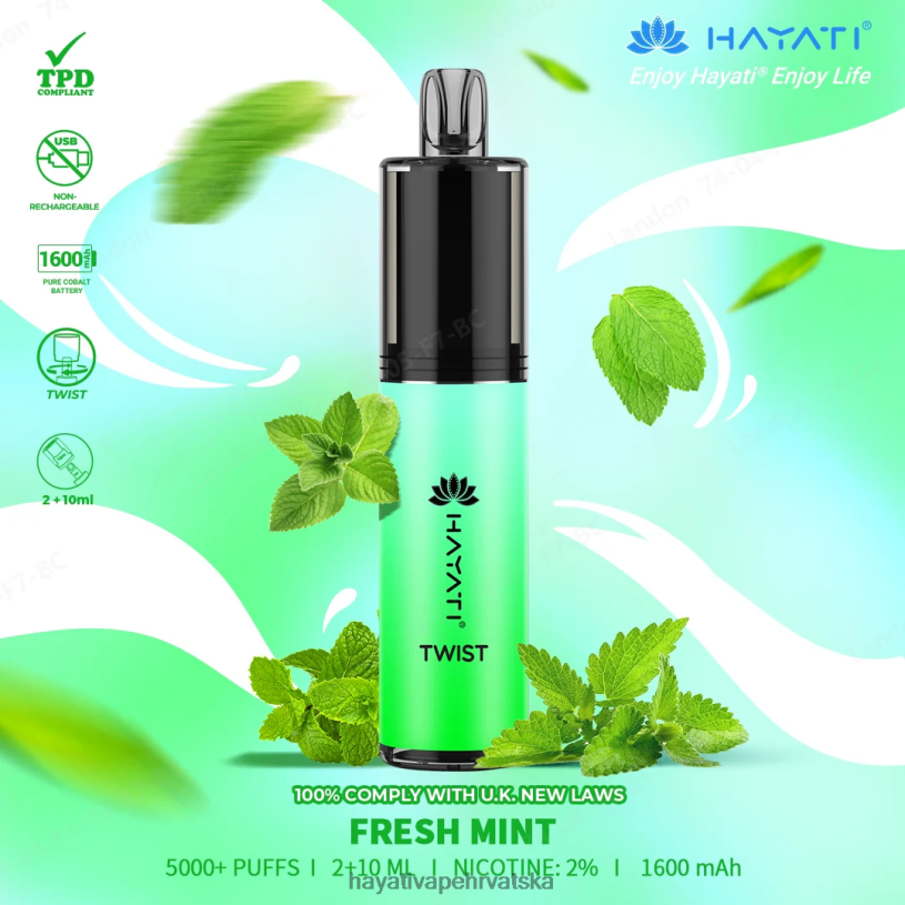 Hayati Vapes Wholesale - Hayati Twist za jednokratnu upotrebu 0D4PD70 svježa menta